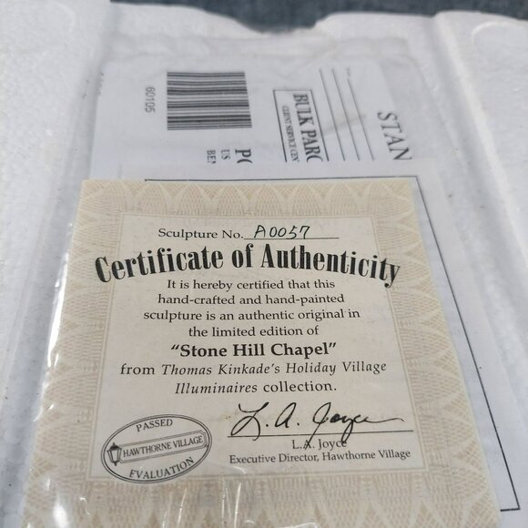 Stone Hill Chapel  Thomas Kinkade Collectible Ceramic Holiday Village Miniature - Picture 12 of 14